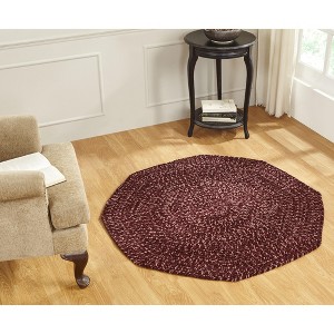 72" x 72" Chenille Tweed Collection Burgundy & Mauve Reversible Indoor Area Utility Octagonal Rug - Better Trends - 1 of 4