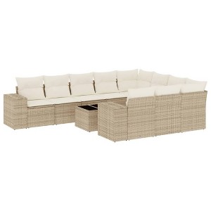 vidaXL Garden Sofa Set Beige PE Rattan Large UV-resistant materials - 1 of 4