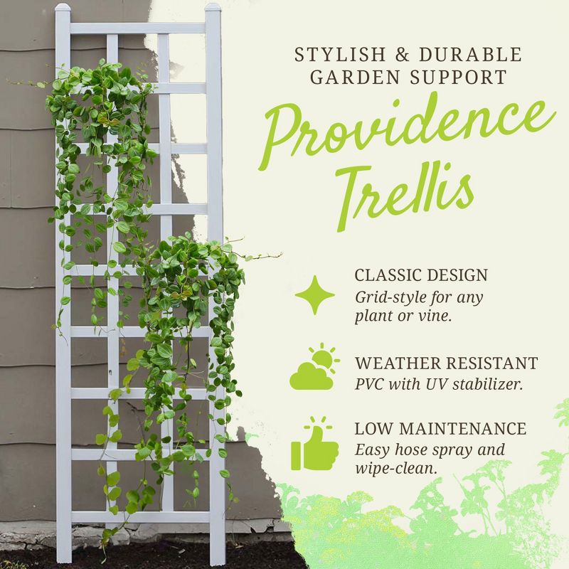 Dura-Trel Providence 22 by 75 Inch Indoor Outdoor Garden Trellis Plant Support for Vines and Climbing Plants, Flowers, and Vegetables, White, 3 of 7