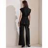 INSPIRE CHIC Women's Summer 2 Piece Outfits Cap Sleeve Tie Waist with Pockets Casual Wide Leg Pant Sets - 4 of 4