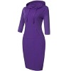 Coolmee Womens 3/4 Sleeve Hoodie Dress Casual Pocket Slim Pullover Knee Length Dress - 2 of 4