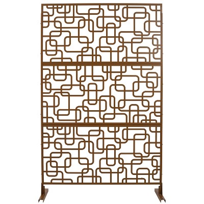 Grungis Matrix Metal Decorative Patio Screens,Freestanding Privacy Screens with Hollow Rectangular Pattern for Patios Outdoor,76" H×48" W