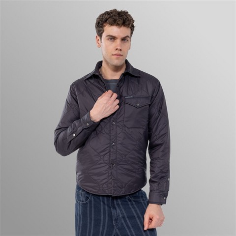 Members Only Men's Quilted Shirt Jacket - Black - X Large
