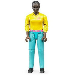 Bruder Woman Toy Figure with Yellow Heart Shirt and Aqua Jeans - 1 of 2