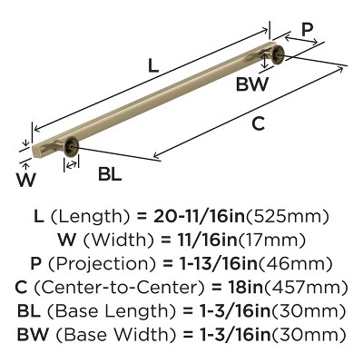 Everett 18-inch Golden Champagne Modern Appliance Pull