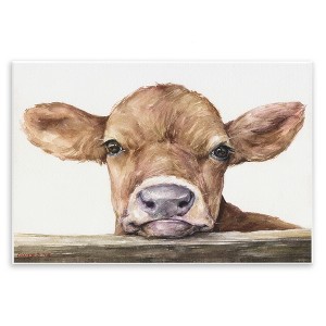 Stupell Industries Baby Cow Animal Watercolor Wall Plaque Art - 1 of 4