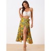 INSPIRE CHIC Women's Tropical Floral Print Ruffle Self-Tie Knot Split Beach Wrap Midi Skirt - 3 of 4