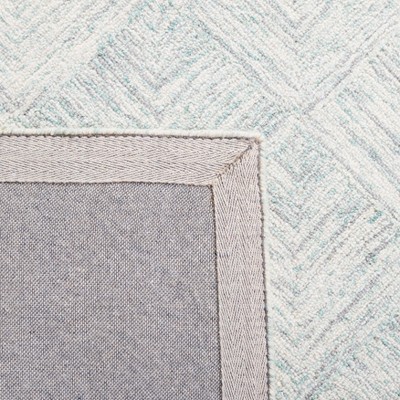 Grey and Turquoise Abstract Hand Tufted Wool Area Rug