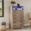 Coolmee Dresser for Bedroom, 47" Wide Chest of Drawers with LED Lights, Charging Station & 5 Smooth-Sliding Drawers, Modern Wood Storage Cabinet - 3 of 4