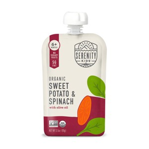 Serenity Kids Organic Sweet Potato and Spinach with Organic Olive Oil Baby Food Pouch - 3.5oz - 1 of 4
