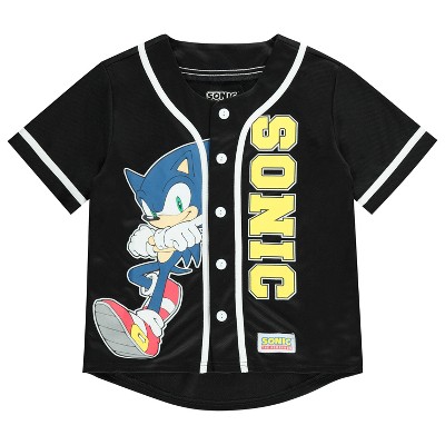 Boys Sonic The Hedgehog Jersey - Sonic, Tails, and Knuckles Mesh Button Down Baseball Jersey - Official Sega Mesh Baseball Jersey
