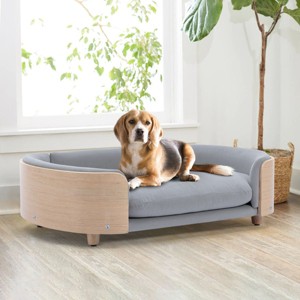 Bulldog Large Size XL Dog Beds With Removable Cover, Velvet Cushion With Solid Wood legs and Bent Wood Back-The Pop Home - 1 of 4