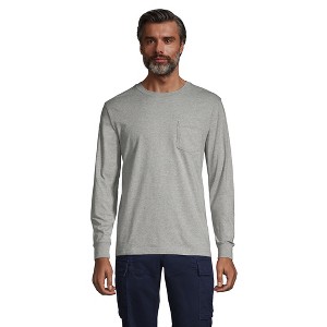 Lands' End Men's Super-T Long Sleeve T-Shirt with Pocket - 1 of 3