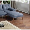 Navy Color Polyfiber Adjustable Chaise Bed Living Room Solid wood Legs Plush Couch - 3 of 4