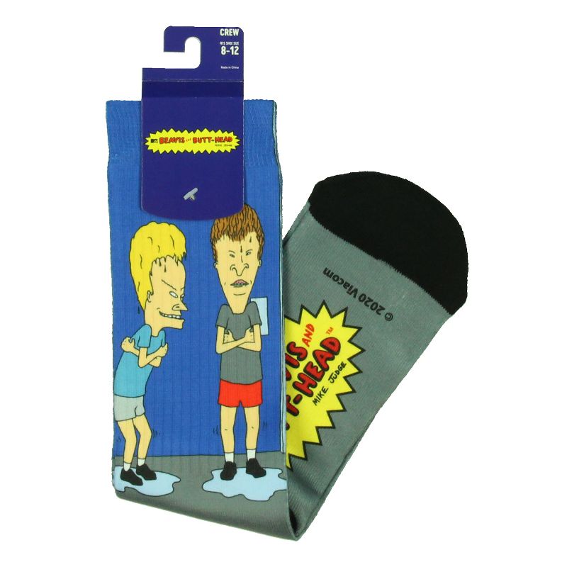 Beavis And Butthead Cartoon Adult Sublimated Crew Socks For Men Blue, 3 of 4