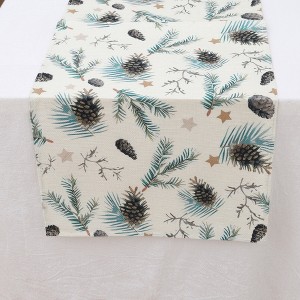 Unique Bargains Table Runner Rectangular Winter Christmas Pattern 24 Linen Colorful 1 Pc - 1 of 3