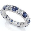 Pompeii3 3Ct Blue Sapphire & Diamond Eternity Ring 14k Gold Lab Created - 3 of 4