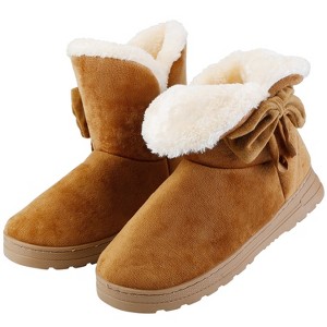 NPolar Women Ladies Snow Boots Super Soft Fabric Mid-Calf Winter Shoes  w/ Anti-slip Rubber Base Bowknot - 1 of 4