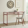 Royal Hampton Rectangular Glass Top Desk with Open Compartment and Sled Base, Red - 2 of 4