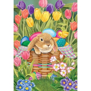 Spring Rabbit Tulips House Flag Easter Eggs Floral 28" x 40" Briarwood Lane - 1 of 4