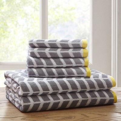 Yellow and grey online bathroom towels