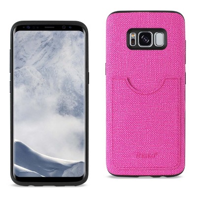 Reiko Samsung Galaxy S8 Edge /S8+/ S8 Plus Anti-Slip Texture Protector Cover with Card Slot in Hot Pink