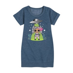 Girls' - LOL Surprise! - Astro Alien Doll Graphic Short Sleeve Fleece Dress - 1 of 4