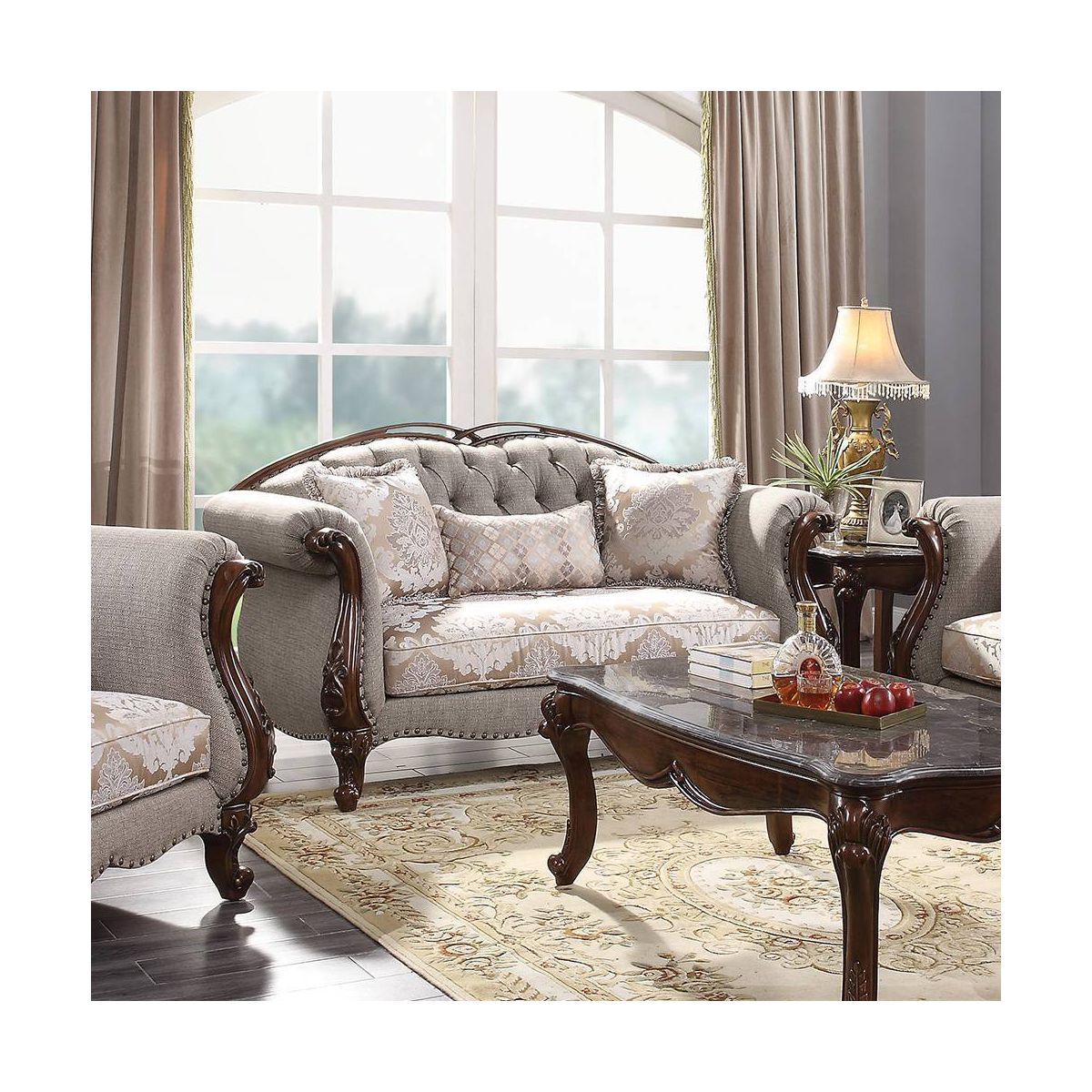 Acme Furniture Miyeon Sofa Cherry Finish - thumbnail 2