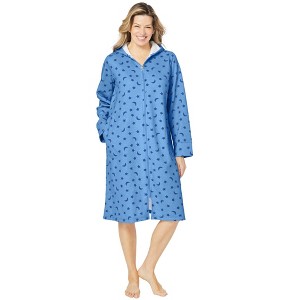 Dreams & Co. Plus Size Short Hooded Sweatshirt Robe - 1 of 4