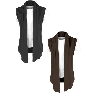 Lars Amadeus Men's Open Front Regular Fit Sleeveless Cardigan 2 Packs - 1 of 4