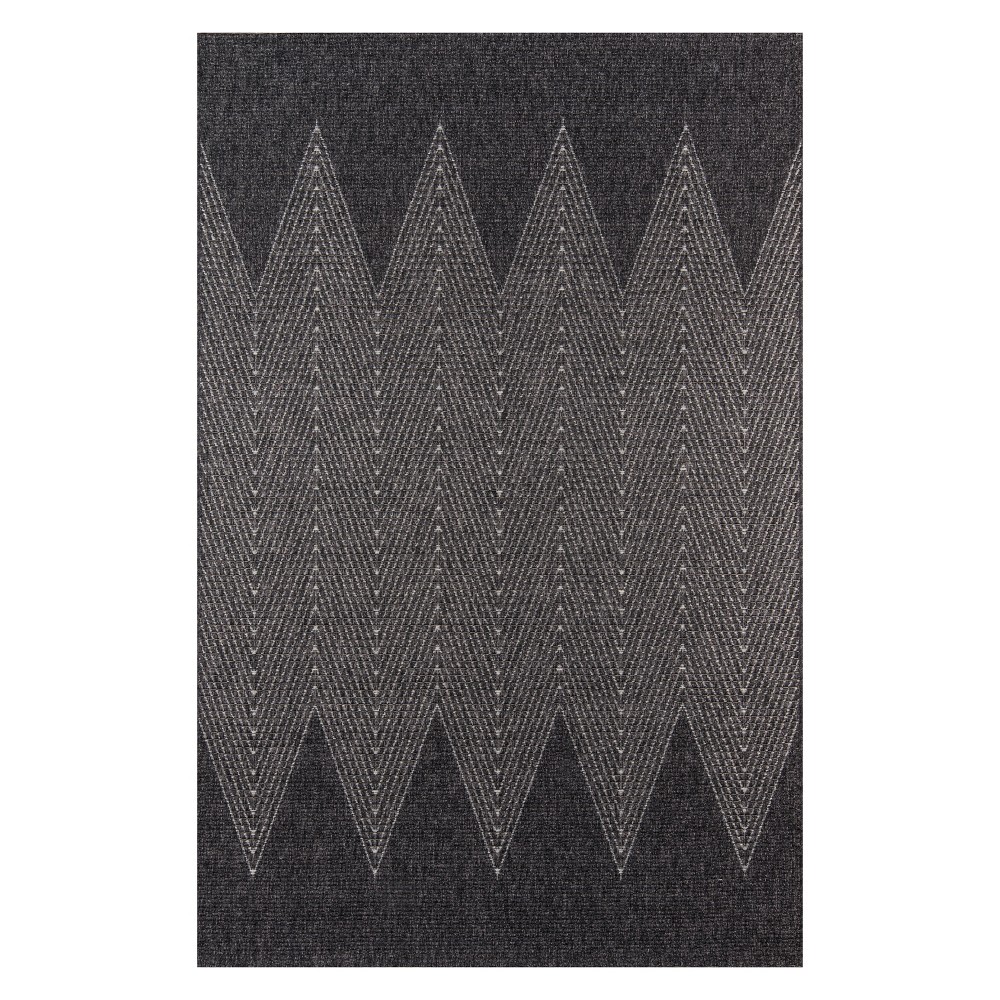 6'7inx9'6in Zig Zag Loomed Area Rug Charcoal - Momeni