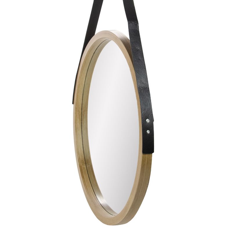 Northlight 21" Beige Round Modern Mirror With Woodgrain Finish, 3 of 6