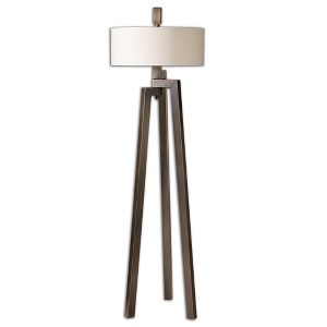 Uttermost Mondovi Modern Floor Lamp – Steel & Linen Designer Light - 1 of 4