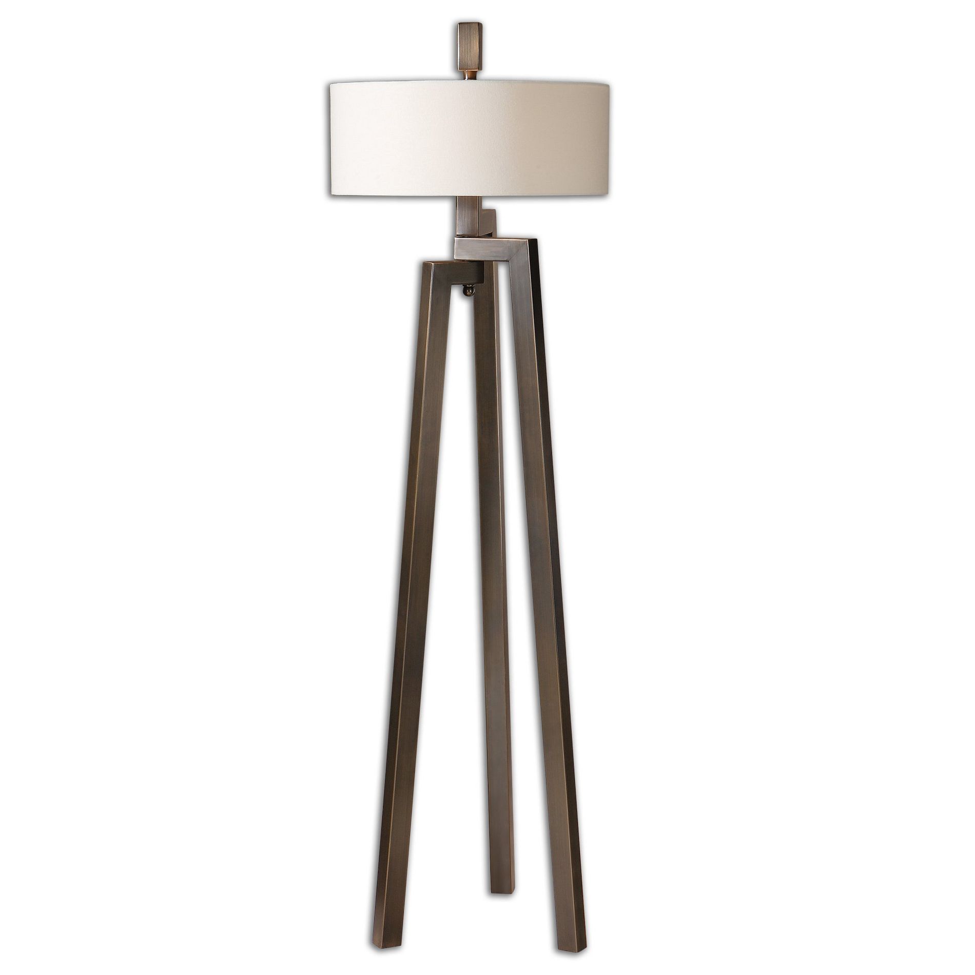Uttermost Mondovi Modern Floor Lamp – Steel & Linen Designer Light