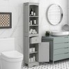 Tall Bathroom Storage Cabinet with Shelves, Drawer and Door, Slim Freestanding Linen Tower for Small Spaces - ModernLuxe - 2 of 4