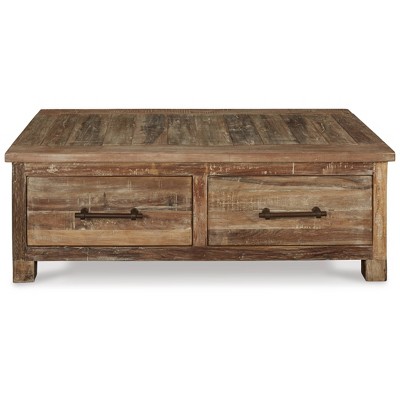 Randale 52" Brown Wood Coffee Table with Storage Drawers