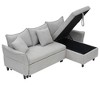 JOYRACER 80" corduroy convertible sofa bed, L-shaped couch with 2 small throw pillows, storage sleeper sofa for small apartments & Living Room - 3 of 4