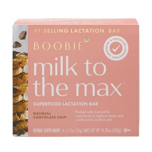 Boobie Bar Superfood Vegan Lactation Bar Oatmeal Chocolate Chip - 10.58oz/6ct - 1 of 4
