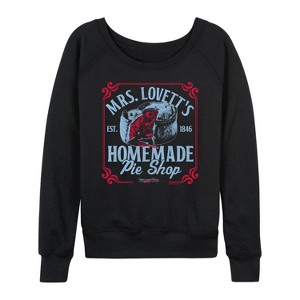 Women's - Sweeney Todd - Mrs Lovetts Pie Shop Lightweight French Terry Wide Neck Long Sleeve Shirt - 1 of 4