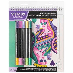 Vivid by Brea Reese: Marker Color-By-Number Kit - Queen of Hearts, 5 Markers - 1 of 4