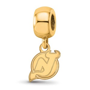 Black Bow Jewelry 14k Yellow Gold Plated Sterling Silver New Jersey Devils NHL Bead Charm - 1 of 4