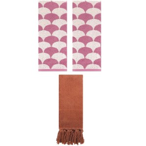 REGALWOVEN 3 Packs Cotton Geometric and Solid Absorbent Soft Hand Towel for Bathroom Kitchen - 1 of 4