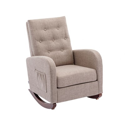 NicBex Polyester Glider Rocking Chair,Upholstered Nursery Rocking Chairs with High Backrest,Modern Comfy Rocking Chair,Nursing Chair for Bedroom
