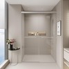 Gulches 44in to 48in W x 72in H Double Sliding Semi frameless Shower Door Brushed Nickel Finish with Clear Glass Explosion proof Rollers 1 Pc - 2 of 4