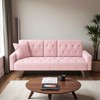 72-Inch Velvet Sofa Bed with Adjustable Backrest, Tufted Seat, Nailhead Trim and Cup Holders for Small Spaces - 2 of 4