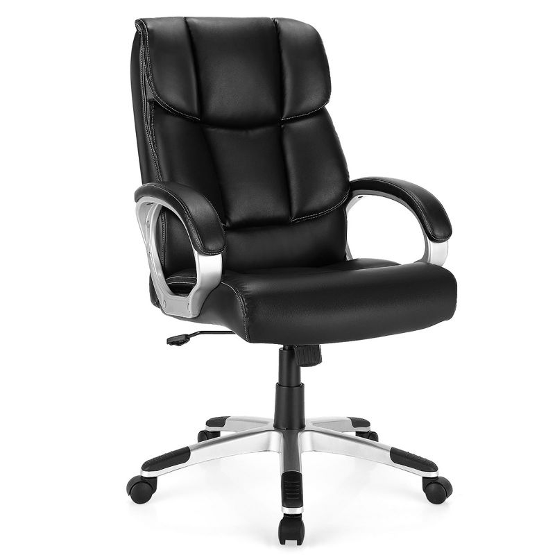 Costway Executive High Back Big & Tall Leather Adjustable Computer Desk Chair, 1 of 11