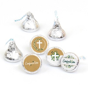 Big Dot of Happiness Confirmation Elegant Cross - Religious Party Round Candy Sticker Favors - Labels Fits Chocolate Candy (1 sheet of 108) - 1 of 4