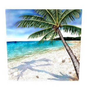 Beachcombers Capiz Palm Tree Scene Sign Wall Coastal Plaque Sign Wall Hanging Decor Decoration For The Beach 11 x 0.75 x 11 Inches. - 1 of 2