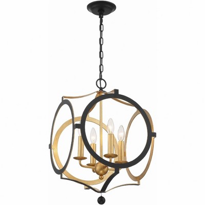 Crystorama Lighting Odelle 4 - Light Chandelier in  Matte Black/Antique Gold