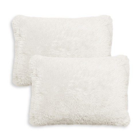 Sweet Jojo Designs Throw Pillow Covers Boho Faux Fur Ivory 2pc - image 1 of 4